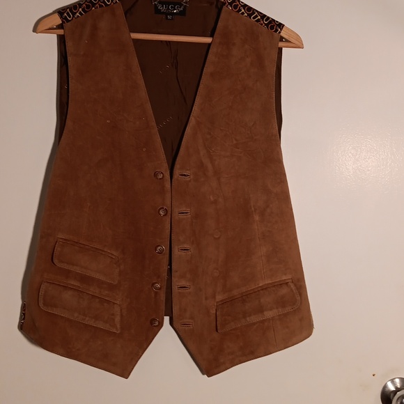 Vintage GUCCI Brown Suede Vest size 52 - Picture 8 of 11